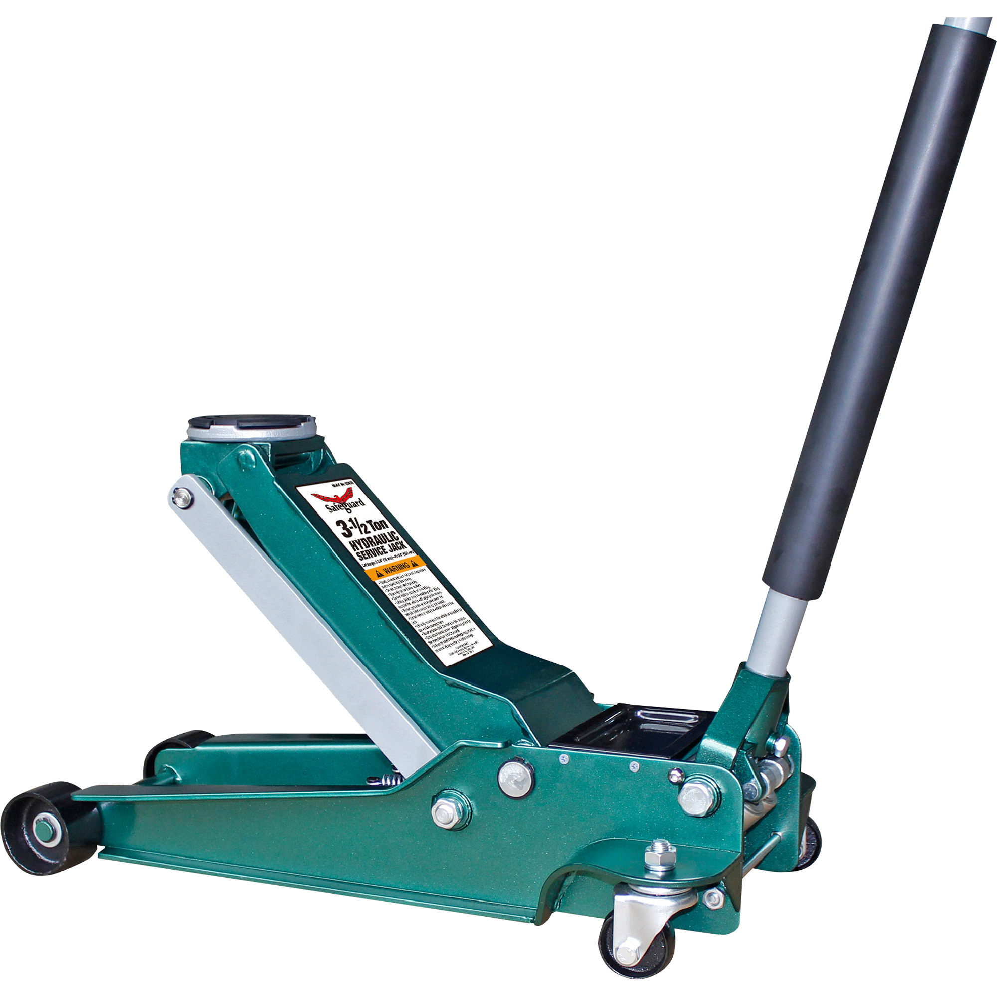 Safeguard 3 1/2-Ton Heavy-Duty Low Profile Service Floor Jack, 3 3/4-21 3/4in. Lift Range, Model# 62035